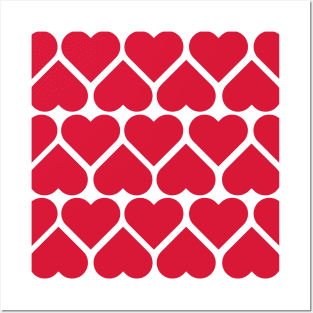 Happy Valentines day dark pink heart pattern Posters and Art